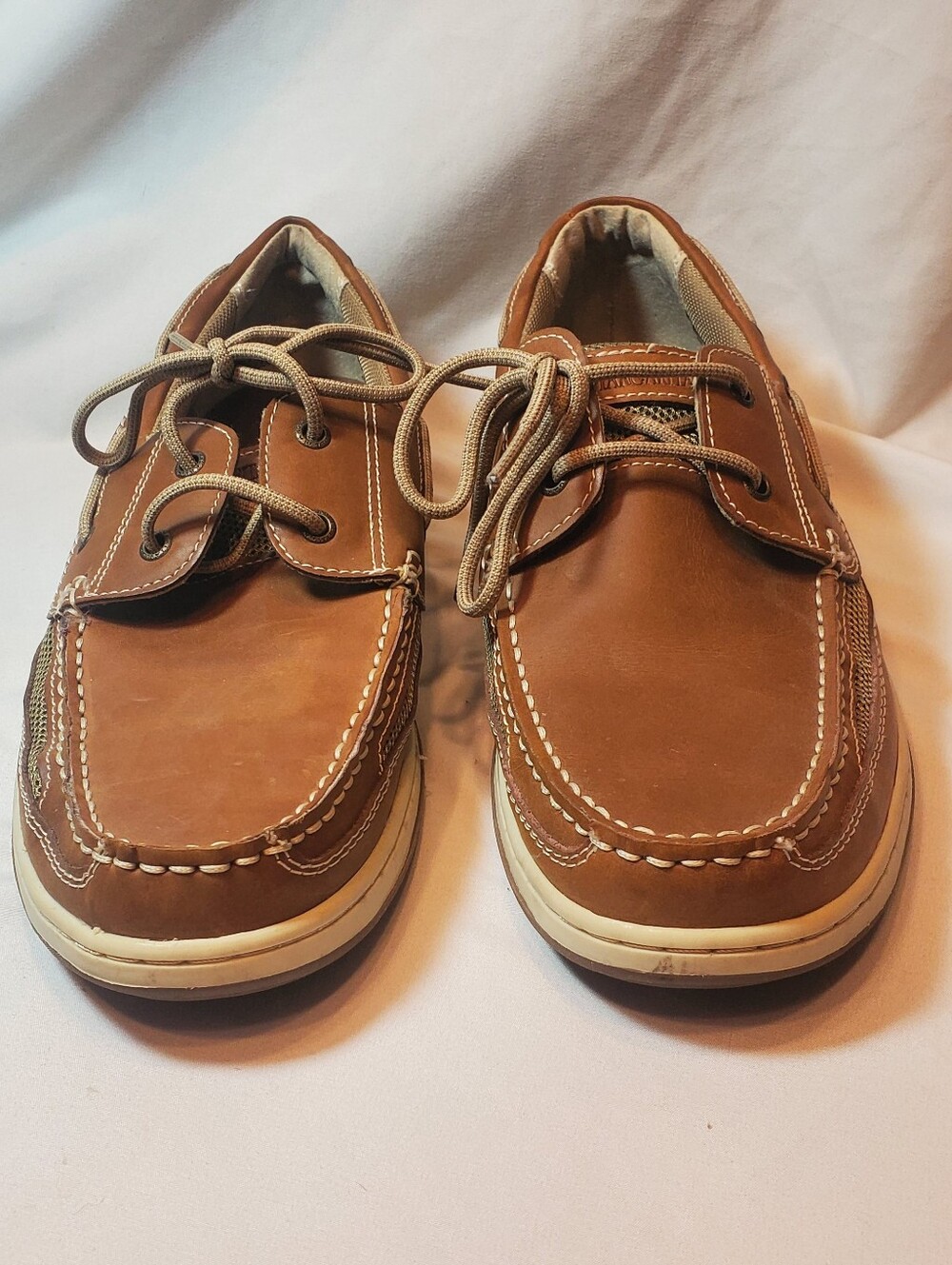 Margaritaville Anchor Men's Brown Leather Boat Deck Shoes Round Toe, Sz 13 EUC